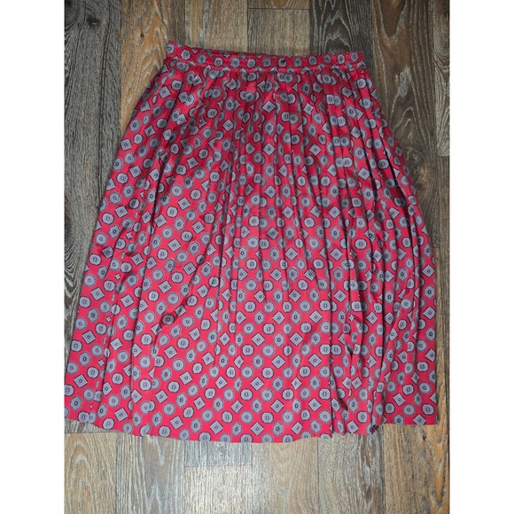 Alfred Dunner Dresses & Skirts - Alfred Dunner Vintage Red Geometric Medallion Pleated Midi Skirt Womens 16